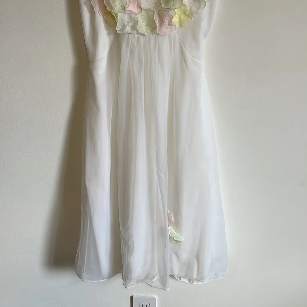 Warner’s Chemise Nightie SM White Romantic Appliqué VTG Slip Floral Chiffon - Picture 14 of 15